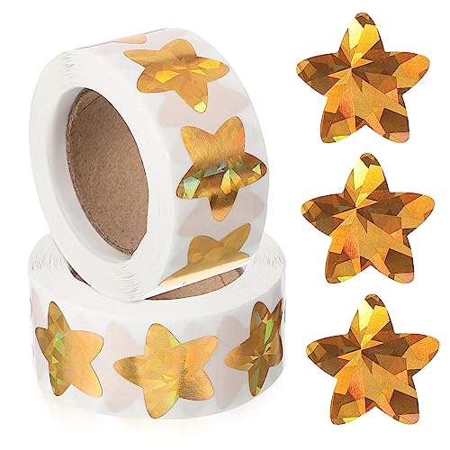 Toyvian 2er-Pack Rollen Sternaufkleber Goldene Belohnungsaufkleber Für Diagramme Pentagramm-aufklebersiegel Mit Glitzereffekt Für Dekorationen von Toyvian