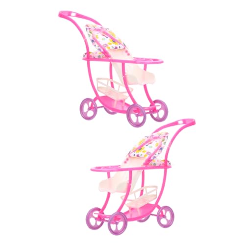 Toyvian Puppen-doppelkinderwagen Kinderwagen Puppenspielzeug Puppen-Baby-hochstuhl-Set -babypuppen Baby-einkaufswagen Spielset von Toyvian