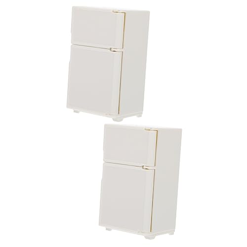 Toyvian 2 STK Kühlschrank Modell Mini-kühlschrank-Modell Miniatur-puppenstubenkühlschränke Mini-möbelspielzeug Miniaturhaus Kühlschrank Spielen Plastik Kind Weiß Puppenhaus Requisiten von Toyvian