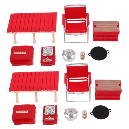 Toyvian 2 Sätze Camping Spielset mit Mini Faltstühlen Picknicktisch und Campingkocher für Drinnen und Draußen Realistisches Rollenspiel für Kreative von Toyvian