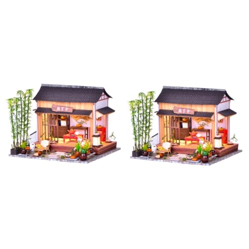 Toyvian 2 Sätze DIY Chinesischer Innenhof Montagehaus Hausmodell selber Bauen Ornament Spielzeuge handwerkliche Verzierung Gartenmodell selber Bauen chinesischer Stil Dekorationen Plastik von Toyvian