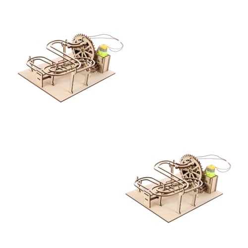 Toyvian 2 Sätze Dreidimensionales Puzzle Holzspielzeug Kunsthandwerk für Rätsel Spielset aus Holz Puzzle-Spielzeug Laufkettenmodell Spielzeug Laufen Ball Murmeln Labyrinth-Kugel Kind Spur von Toyvian