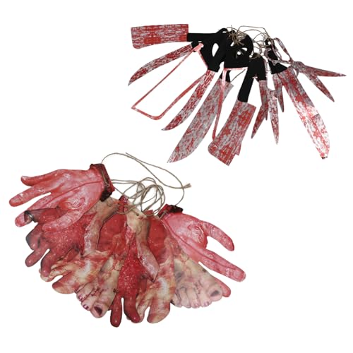 Toyvian 2 Sätze Halloween-String-flaggen Kostüm Party Halloween -kulisse Körper Halloween- Aufkleber Blutig Wettbewerb Tür Schreckliches Banner Blutbanner Blut Girlande Plastik von Toyvian