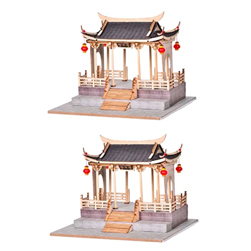 Toyvian Holzspielzeug 2 Sätze Gebäudeschmuck Im Chinesischen Stil Zusammengebautes Spielzeug Bauen Mini-Geschenke Brückenspielzeug Selber Machen DIY-Modell Modelle Schmücken Holz Hölzern von Toyvian