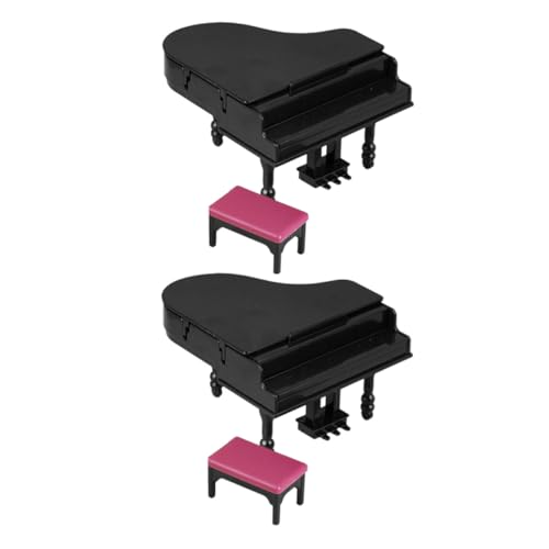 Toyvian 2 Sätze Miniatur Flügel Klavier und Hocker Set Teilig Miniatur Puppenhaus Musikinstrument Modell Dekoration für DIY Szenen Büro und Wohnkultur von Toyvian