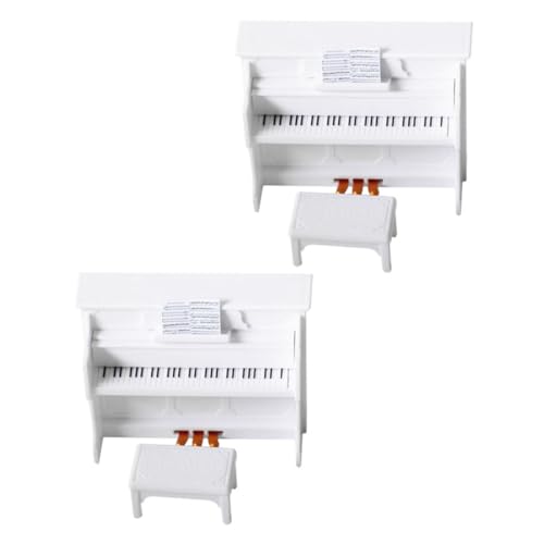 Toyvian 2 Sätze Miniatur Klavier und Hocker Realistische Miniatur Instrumente für Puppenhaus Tragbar und Detailgetreu für Szenenfotografie und Kreatives Rollenspiel von Toyvian