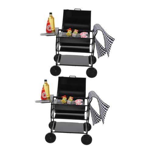 Toyvian 2 Sätze Miniatur Puppenhaus BBQ Grill Schwarz Realistisches Outdoor Grillmodell Kompaktes für Kreative Rollenspiele Stilvolle Mikro Küchendekoration von Toyvian