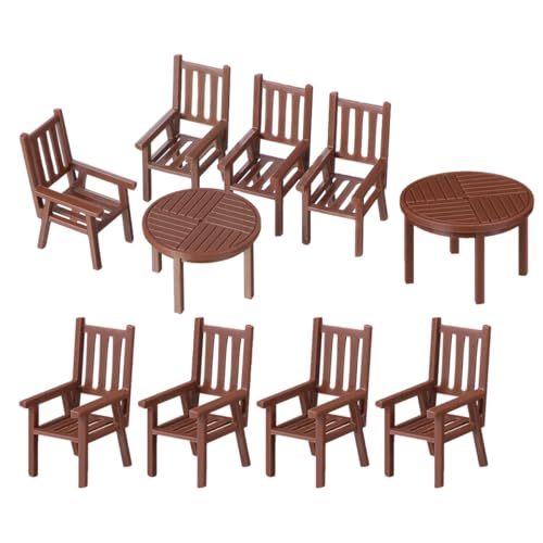 Toyvian 2 Sätze Miniatur Tisch und Stuhl Set Realistische Puppenhaus Möbel aus Robustem Kunststoff Vorgefertigte Miniaturmöbel für Mikro Landschaftsdekoration und Modellbau DIY Zubehör von Toyvian