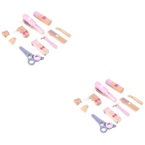 Toyvian 2 Sätze Simulations-Haarschnitttasche Holzmodelle Simulierter Haarschneider Spielset aus Holz Trimmer Cartoon-Haarschneider kleines Frühstück aus Holz Karikatur Schermaschinen Brot von Toyvian