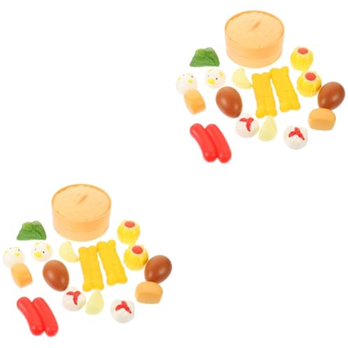Toyvian 2 Sätze Simulierte Frühstücksdesserts Mini-Food-Spielzeug Spielzeug zum Frühstück vorgeben Babynahrung Gebäck Kinderspielzeug künstliche Nahrungsmodelle chinesischer Stil Dampfer von Toyvian