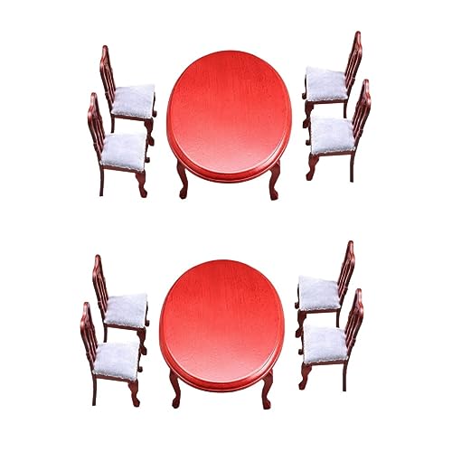Toyvian 2 Sätze Simulierter Esstisch Möbel Miniatur-Esstischstuhl Kindertisch und Stühle Modelle Mini- -Dekor winziges Tischstuhlmodell europäischer Stil Tische und Stühle einstellen von Toyvian