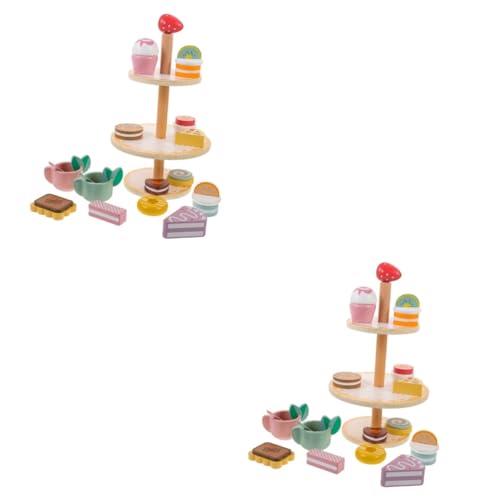 Toyvian 2 Sätze Teeservice für Kinder Kinderspielzeug küchenspielzeug für Kinder Schmücken Puppe Spielzeug gefälschter Cupcake Cupcake-Handwerk Nachtisch Requisiten Spielzeugset von Toyvian