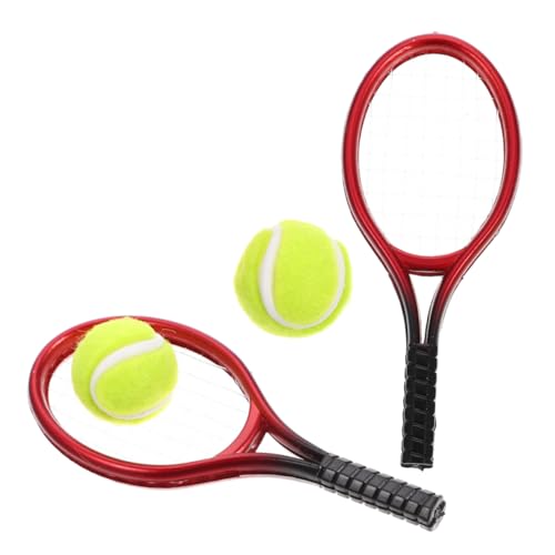 Toyvian Mini-tennisschläger Für Jungen Und Mädchen Dekorative Miniatur-Tennis-Sets Spielzeug-tennisschläger Tennis-partygeschenk Puppenhaus-zubehör von Toyvian