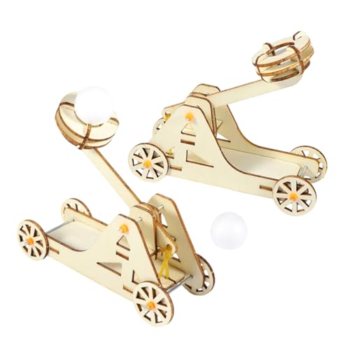 Toyvian 2 Sätze Trebuchet Bausatz Holzmodell DIY Kit Stem Lernspielzeug für Physik Technik Teamprojekte Kreatives Bauen Historisches Lernspielzeug von Toyvian