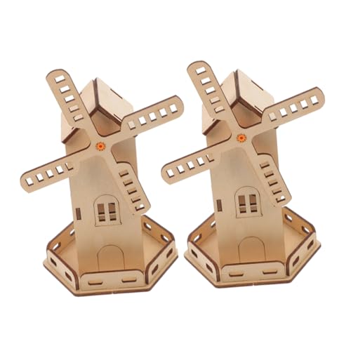 Toyvian 2 Sätze solare Windmühle DIY Windmühlen-Wissenschaftsbausatz Windmühlen-Wissenschaftsset Wissenschaftsexperimentprojekte für Bausatz für Solarkinder hölzern Khaki von Toyvian