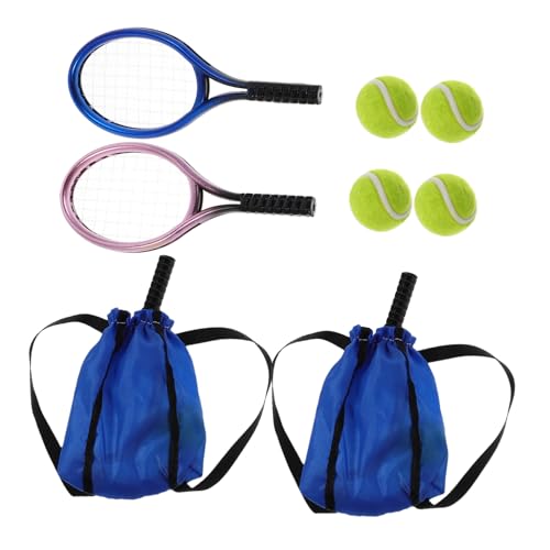 Toyvian 2 Satz Mini Tennisracket für Puppenhaus Dekoration Sport Zubehör mit Ball Realistisch Gestaltete Miniatur Tennisschläger Leicht und Robust für Rollenspiele und Kreative Spielwelten von Toyvian