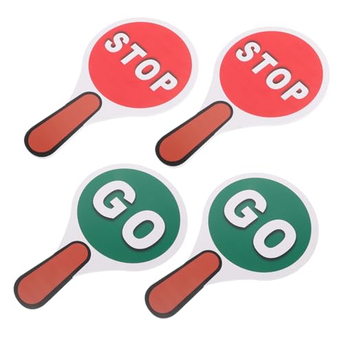 Toyvian 2 Satz Teiliges Verkehrszeichen mit Griff Doppelseitiges Stop Go Schild Wasserdichtes PVC Handheld Schild Pädagogisches Verkehrssicherheitszeichen für Langlebig und Robust von Toyvian