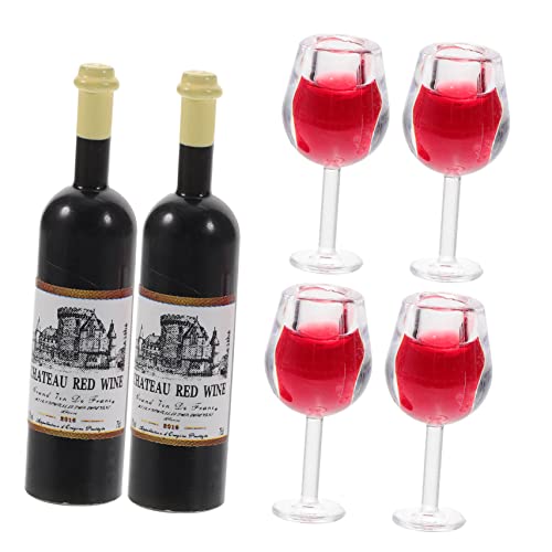 Toyvian Miniatur-weinflaschen- Und -gläser-Set Im Maßstab 112 Für Puppenhäuser 2er-Pack Dekorative Mini-Flaschen Mini-Becher Für Rollenspiele Für Jungen Und Mädchen von Toyvian