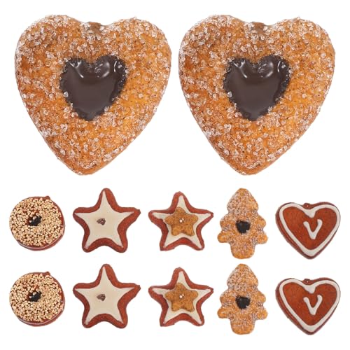 Toyvian 2 Sets Weihnachts-Fake-Cookies: Künstliche Kekse, Simulation, realistische Dessert-Cracker, Lebensmittel, Herz, Stern, Baumform, für Zuhause, Küche, Dekoration, Display, von Toyvian
