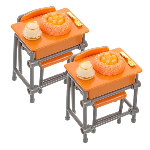 Toyvian 2 Sets Winzige Schreibtischstuhl-Requisiten, Miniatur-schreibtischzubehör, Kleines Tischmodell Für Puppenhaus, DIY-mini-Schreibtisch-Display, Schreibtisch, Kleine Tisch-Requisiten von Toyvian