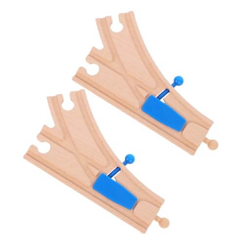 Toyvian 2 Stück Blaue Spur für holzspielzeug Schienenweiche aus Holz Bahngleise gebogen Zug verfolgen Gleisverbinder aus Kunststoff Gleisstützen Holzbahn Plastik von Toyvian