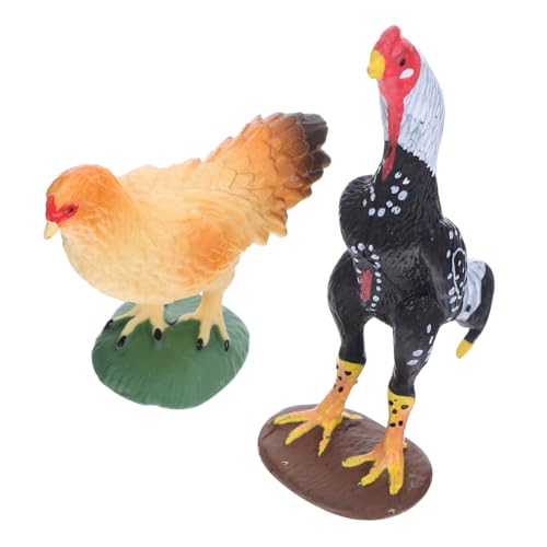 Toyvian 2 Stück Farmtiere Figuren Realistische Hühner und Hahn Miniaturspielzeuge für Pädagogische Dekoration für Garten und Lernspielzeug für Rollenspiele und Kognitive Entwicklung von Toyvian