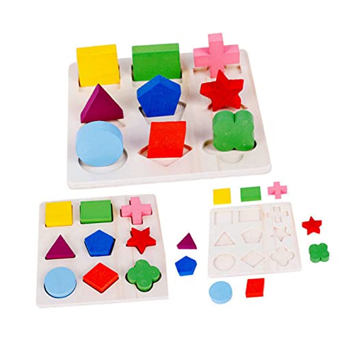 Toyvian 2 Stück Geometrie-Puzzle- Geometrieerkennungsspielzeug Geometrietafel Bambus von Toyvian