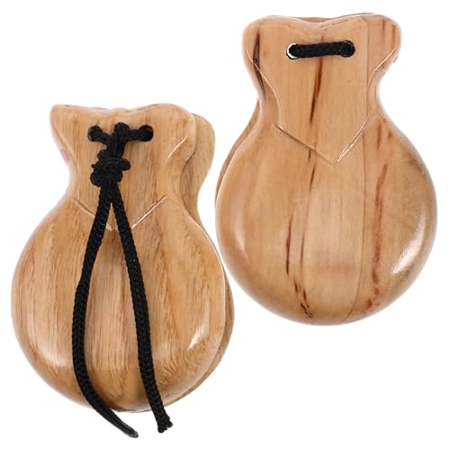 Toyvian 2 Stück Holz Kastagnetten Natürliche Finger Castanets Percussion Instrument für Musikunterricht Rhythmusförderung und Frühkindliche Entwicklung von Toyvian