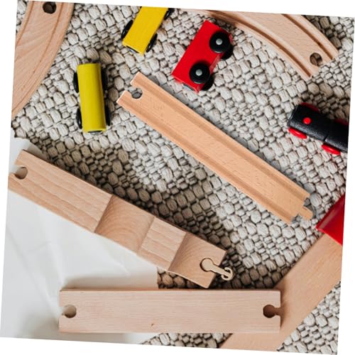 Toyvian 2 Stück Holz zugschienen Verbinder Set Kompatibel mit Großen Marken Erweiterbar Holzeisenbahn Fördert Feinmotorik Kreativität und Flexibles Schienenspiel von Toyvian