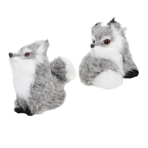 Toyvian 2 Stück Kleine Fuchsverzierung Simulation Plüschtiere Hund Lamm Waldtierfiguren Fuchsplüsch Simulationstiere Junge Plüschtier Fuchs Kuscheltiere Aus Dem Wald Plastik Grey von Toyvian