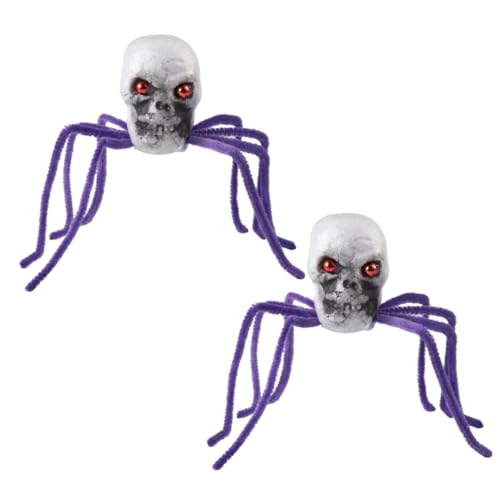 Toyvian 2 Stück Kniffliges Requisiten-Spinnenspielzeug Riesenspinne Halloween Spinnendekoration Stütze Halloween Party Halloween Dekoration Simulation Schädelspinne Halloween-Schädelspinne von Toyvian