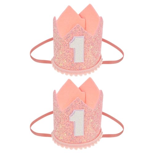 Toyvian 2 Stück Kronenhut zum 1. Geburtstag für Baby, Junge, Mädchen, Party-Dekoration, rosa Stirnbänder, Krone zum ersten Geburtstag für Baby-Mädchen – funkelnder Partyhut von Toyvian