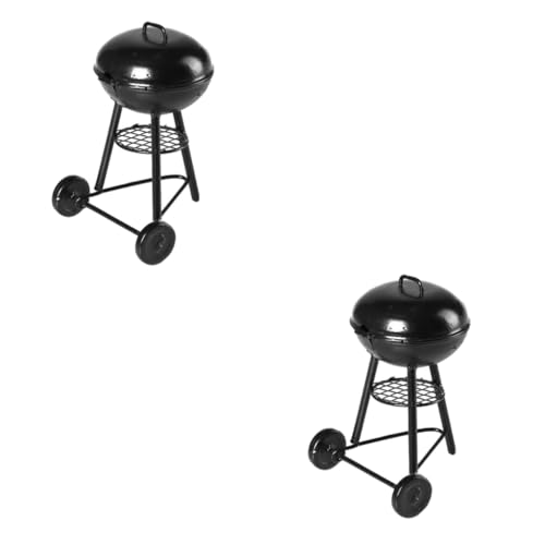 Toyvian 2 Stück Mini Grill Dekoration Miniature BBQ Grill für Puppenhaus Gartenlandschaft für Outdoor Deko Grillfans Zubehör für Miniaturlandschaften von Toyvian
