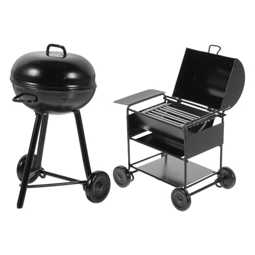 Toyvian 2 Stück Mini-Grill für Puppenhaus: Miniatur-Grill aus Eisen für kleine Hausküchen – Mini-Grillständer für Puppenhauszubehör und Außendekoration von Toyvian