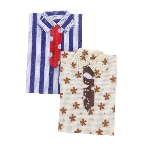 Toyvian 2 Stück Mini -Hemd -Ornamente Miniaturbekleidungszubehör Mini-Kleidung Puppenhaus-Szenerie-Requisiten Bastelminiaturen Miniatur -Herrenhemd 6 Zoll Figur Kleidung Stoff von Toyvian