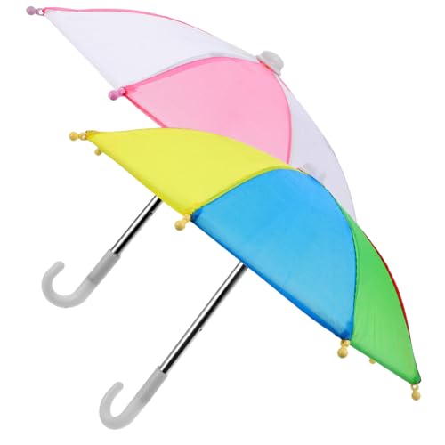 Toyvian 2 Stück Mini Regenschirm Einstellbare Bunte Miniatur Regenschirme als Puppenzubehör und Fotorequisite Wetterfeste Mikro Deko für Landschaften von Toyvian