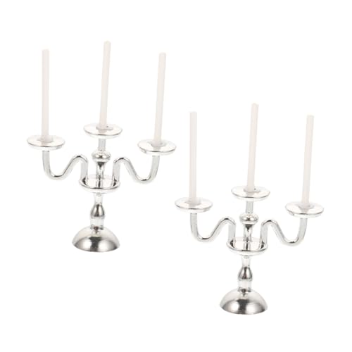 Toyvian 2 Stück Miniatur Kerzenhalter aus Teilig Vintage Stil Mini Haus Dekoration DIY Puppenhaus Zubehör Filigranes Modell für Miniaturmöbel und Fotorequisiten von Toyvian