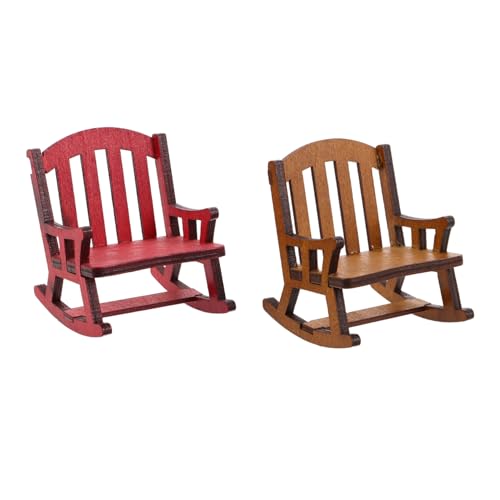 Toyvian 2stücke Mini Schaukelstuhl Für Puppenhaus Holz Miniaturstuhl Kleiner Schaukelstuhl Dekorationsmöbel Miniatur Für Sammler Puppenhaus-Ornament Holzstuhl-möbelmodell von Toyvian