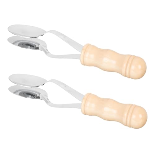 Toyvian 2 Stück Musiklöffel aus Metall mit Holzgriff Traditionelles Folk Percussion Instrument Kompakt und Tragbar Einfache Handhabung für Erwachsene bei Partys und Outdoor von Toyvian
