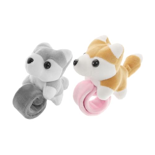 Toyvian 2 Stück Plüsch Tiere Slap Armbänder für Weiche Cartoon Handgelenksbänder mit Schnappfunktion Hautfreundlich Langlebig als Geburtstagsgeschenk und Party Mitgebsel von Toyvian
