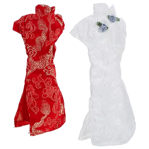 Toyvian 2 Stück Puppe Cheongsam Mädchen Mädchen Outfits Für Mädchen Bekleidung Kostüme Kleid Zubehör Für Mädchen Spielzeugpuppe Chinesisches Cheongsam Spielzeugpuppe Kostüm Kompakte Puppe von Toyvian
