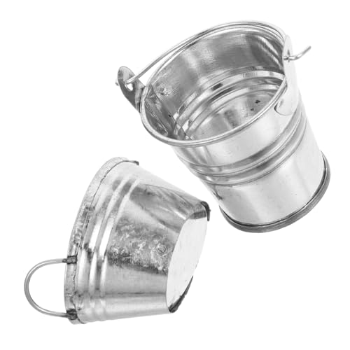 Toyvian 2 Stück Puppenhaus Mini-eiseneimer Mini-hausmodelle Mini-behälter Miniatur-Fake-Eimer Mini- -dekore Miniatur-gartenspielzeug Miniatur-Eimer-Modell Miniatur-kunsteimer Silver von Toyvian