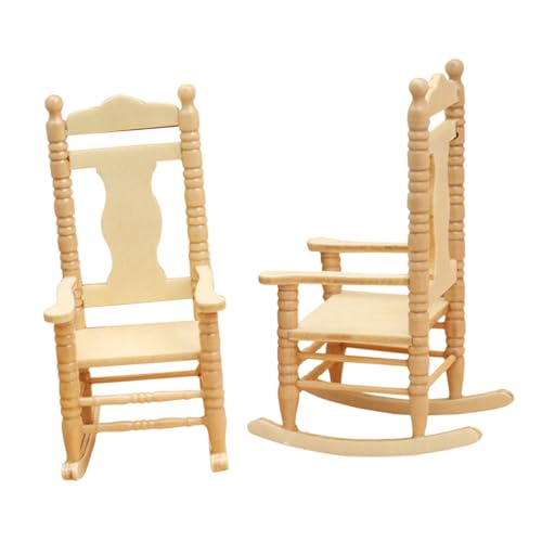 Toyvian 2 Stück Puppenhaus Schaukelstuhl Dekoration Stühle Retro Ornamente Für Puppenhaus Zubehör Puppenhaus Möbel Stuhl Ornament Miniatur Schaukelstuhl Zum Basteln Aus Holz von Toyvian