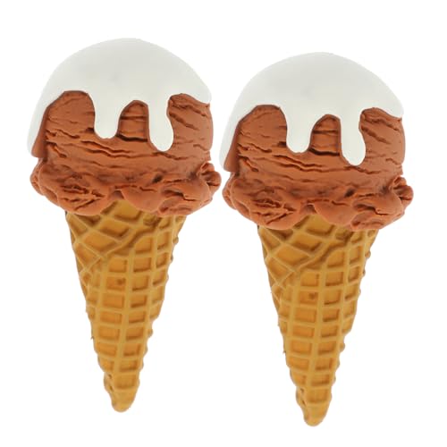 Toyvian 2 Stück Realistisches Eiscreme Modell Kunstvolles Dessert für Fotografie und Partydekoration Eistüte Schokoladenfarbe aus Langlebigem Harz Requisite von Toyvian