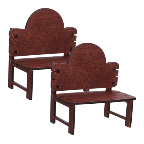 Toyvian 2 Stück Retro Miniatur Holzstühle Handgefertigte Vintage Puppenhausmöbel Robuste Massivholzstuhl Deko für Mikrolandschaft und Schreibtischgestaltung von Toyvian