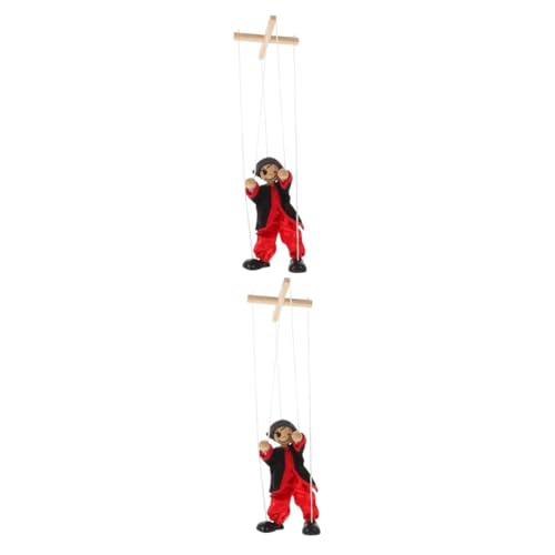 Toyvian 2 Stück Schnur Marionette Clownfiguren kleine Trommel abwerfen Kinderspielzeug Spielzeuge Puppen für Kinder 8-10 Puppenspielzeug Jahrgang Handpuppe mit Linie Draht ziehen hölzern von Toyvian