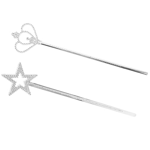Toyvian 2 Stück Silberne Sternen und Kronen Zauberstäbe für Prinzessinnen Kostüme Accessoires für Halloween Weihnachten und Bühnenshows von Toyvian