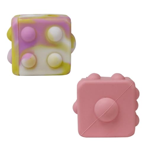 Toyvian 2 Stück Stressabbau Silikon Würfel Squeeze Toy Knetball für Erwachsene Druckentlastung Zufällige Farben Fördert Handbeweglichkeit und Konzentration Lernspielzeug Zufällige Farbe von Toyvian