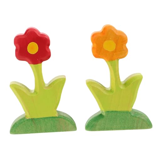 Toyvian 2 Stück Teiliges Holzblumen Bausteine Handgeschnitzte Blumen Dekorative Bausteine für Kreatives DIY Mikrolandschaftsspielzeug Fördert Feinmotorik und Fantasievolles von Toyvian