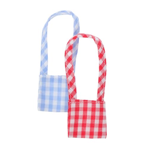 Toyvian 2 Stück Teiliges Mini Canvas Umhängetaschen für Puppen Retro Muster Kleine Schultertaschen in Blau und Rot Modische Accessoires für Plüschpuppen und Casual Outfits von Toyvian